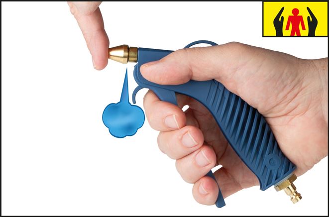 Application examples: Plastic blow gun with short safety nozzle